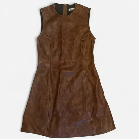 WeWoreWhat | Dresses | Weworewhat Brown Sleeveless Faux Leather Mini Dress  | Poshmark